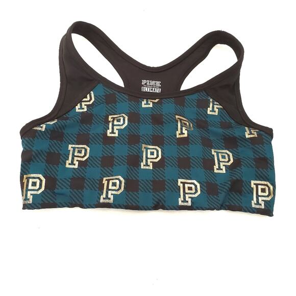 PINK VS | Checkered Plaid Logo Sports Bra - Picture 1 of 5